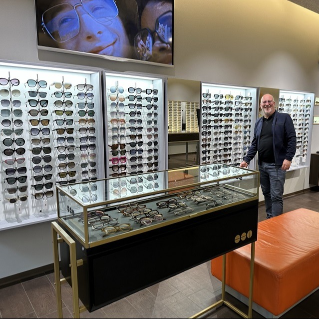 Top Vision Instore CARRÉ ALUMINA Abgeschlossenes Brillendisplay