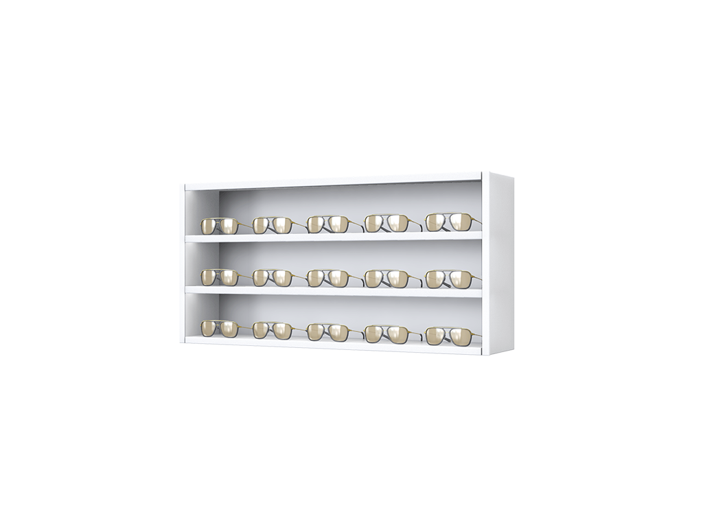 [CS.3x5.TW.TW-S] Carré met stalen LED-planken (50cm/3 planken, 102cm, Verkeerswit 9016, Verkeerswit 9016, Vrijstaand)