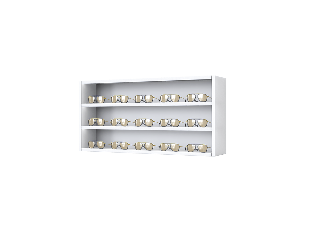 [CS.3x5.TW.TW-S] Carré with steel LED-shelves (50cm/3 shelves, 102cm, Traffic white 9016, Traffic white 9016, Single)