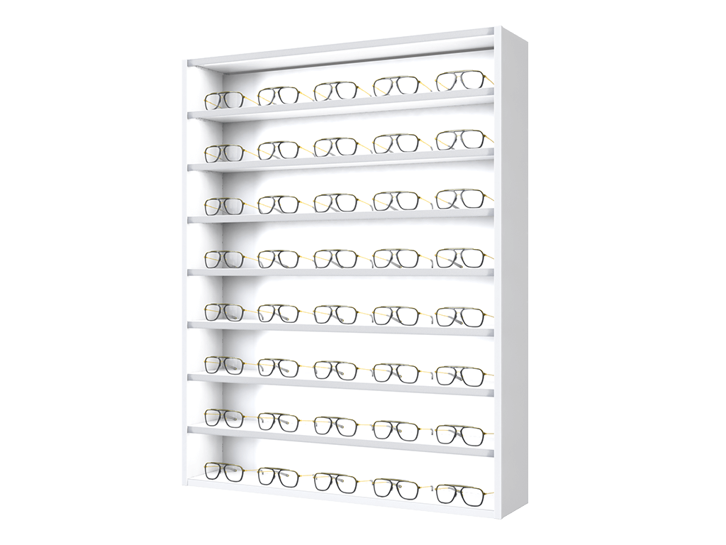 [CS.8x5.TW.TW-S] Carré met stalen LED-planken (130cm/8 planken, 102cm, Verkeerswit 9016, Verkeerswit 9016, Vrijstaand)