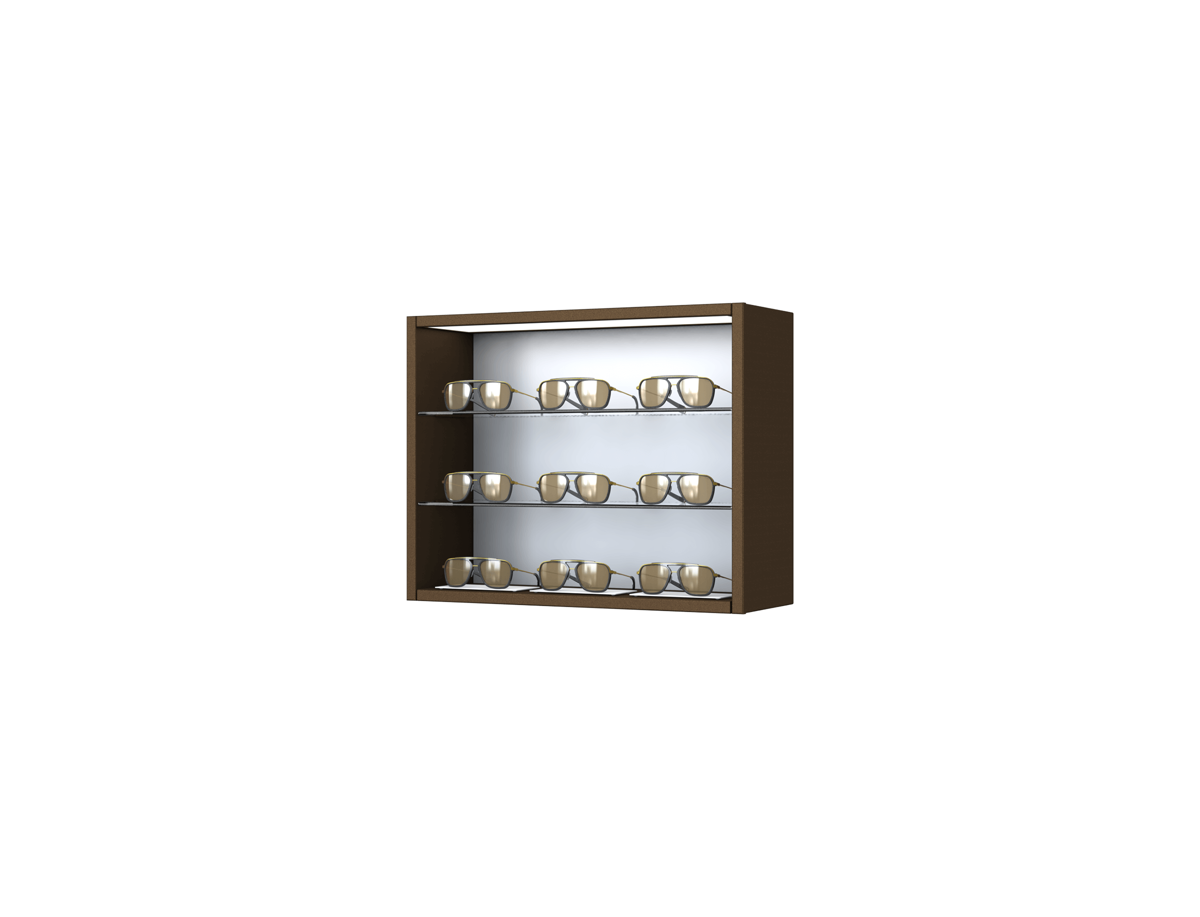 [CG.3x3.TR.TW-S] Carré with glass shelves (50cm/3 shelves, 64cm, Timeless Rust, Traffic white 9016, Single)