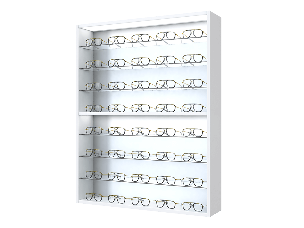 [CG.8x5.TW.TW-S] Carré with glass shelves (130cm/8 shelves, 102cm, Traffic white 9016, Traffic white 9016, Single)