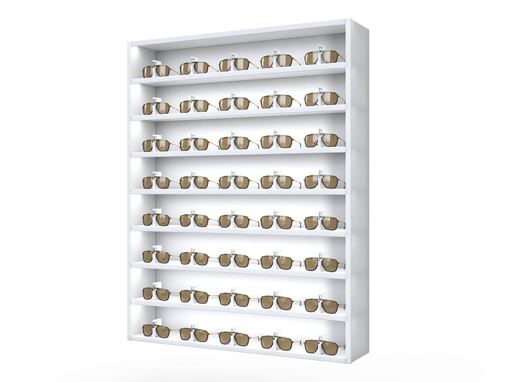 [CSR.8x5.TW-TW.TW-S] Carré One met op afstandbedienbaar gesloten stalen LED-planken (130cm/8 planken, Wit, Verkeerswit 9016, Verkeerswit 9016, Vrijstaand)